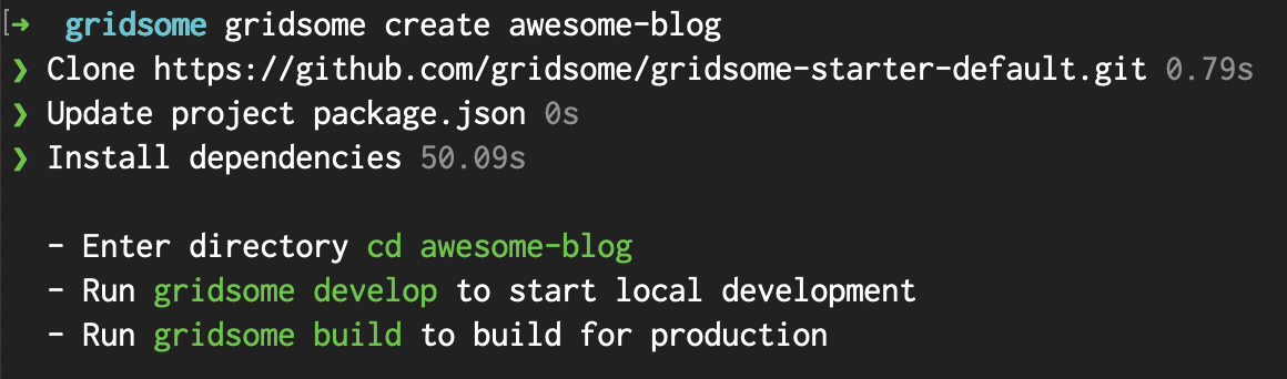Creating a Gridsome project