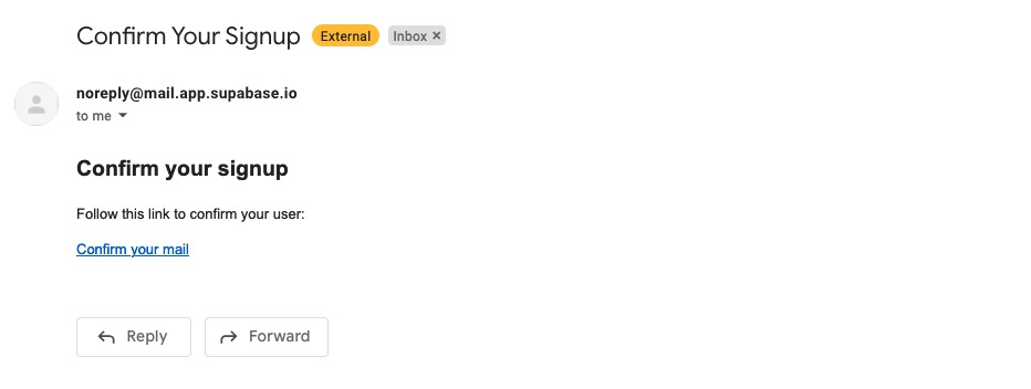 screenshot of confirm signup email