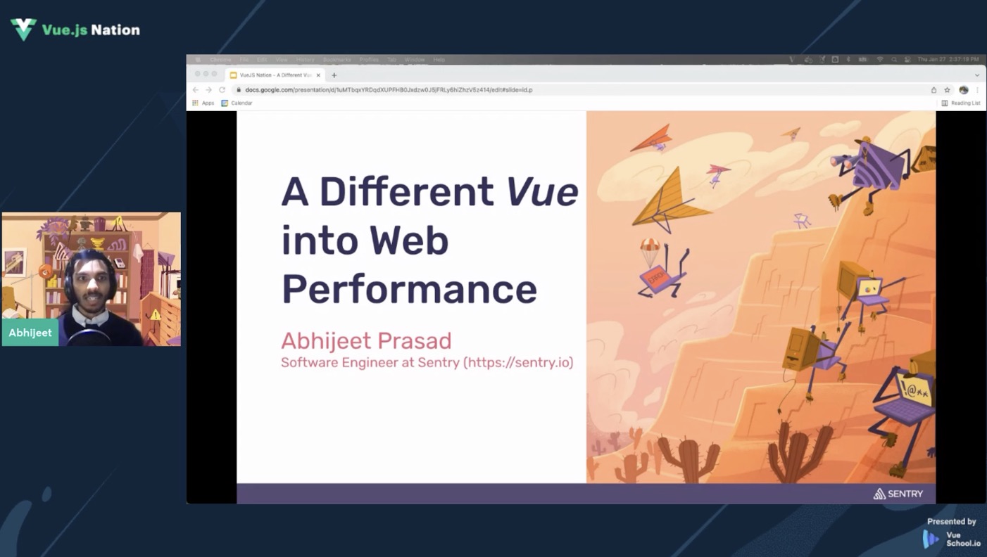 screen shot of Abhijeet Prasad talking about web performance