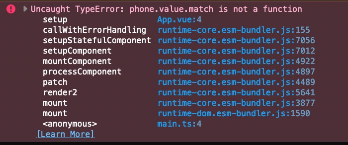 error phone.value.match is not a function