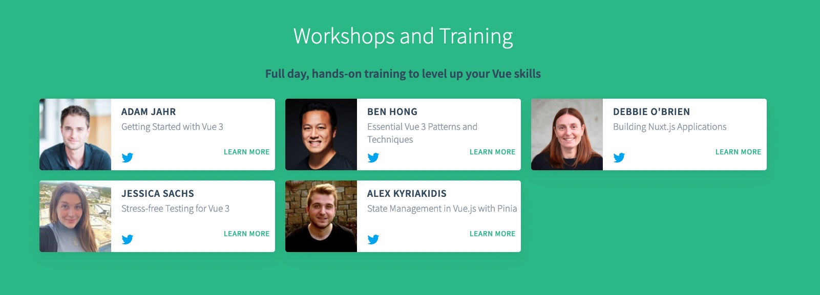 screenshot of workshop lineup