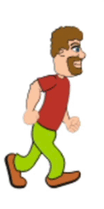 animated sprite of man walking cycling through one frame at a time