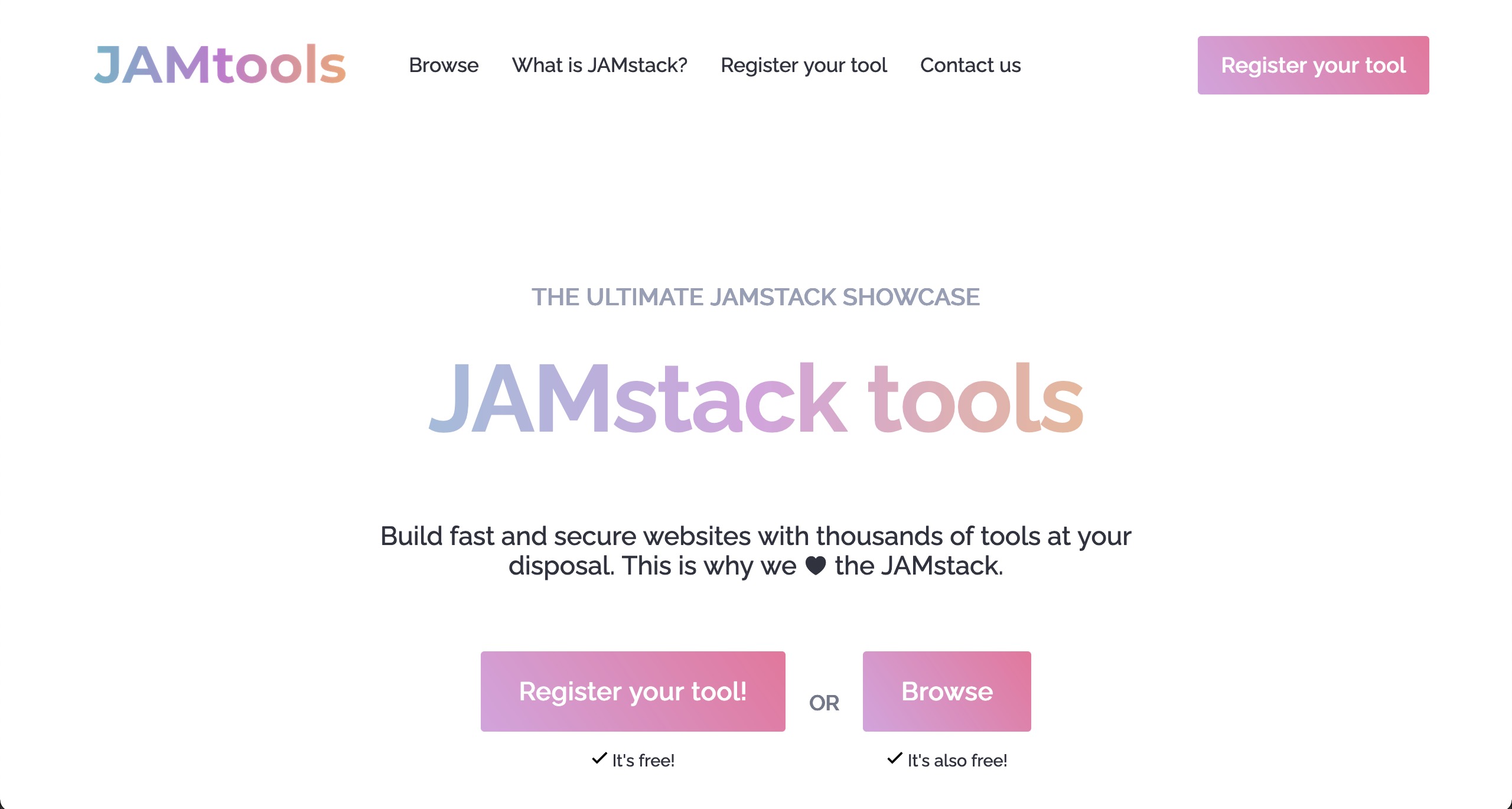 screenshot of jamstacktools.org