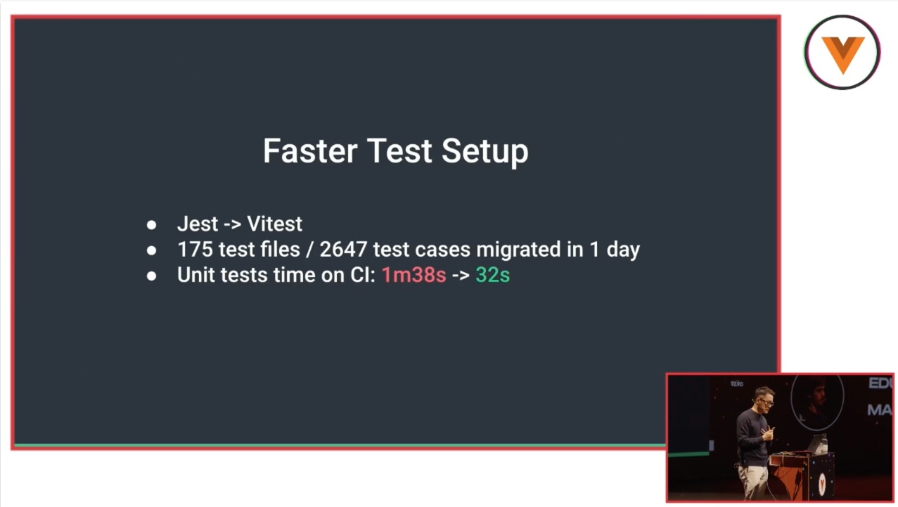 slide displaying facts about the new test setup